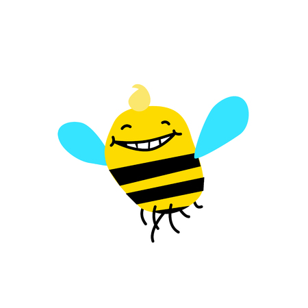 Illustration of a cartoon bee. Vector illustration. Funny bee, bumblebee. Image is isolated on white background. Mascot for the company.のイラスト素材