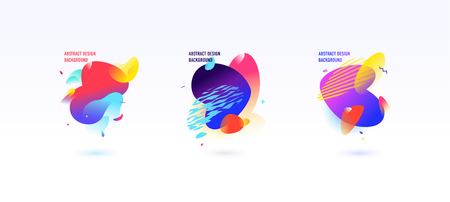 A set of abstract graphic elements, backgrounds. Vector. Dynamic color shapes and lines. Gradient abstract backgrounds with colored forms of liquid. Layout for the design of the flyer or presentation.のイラスト素材