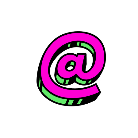 Email sign. Vector. Bright red postal symbol. Bulk forms. Logo for the company. Cartoon style.のイラスト素材