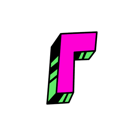 Letter in cartoon style. Vector. Bright red Latin letter. Bulk forms. Cyrillic, Slavic letter. Russian font.のイラスト素材