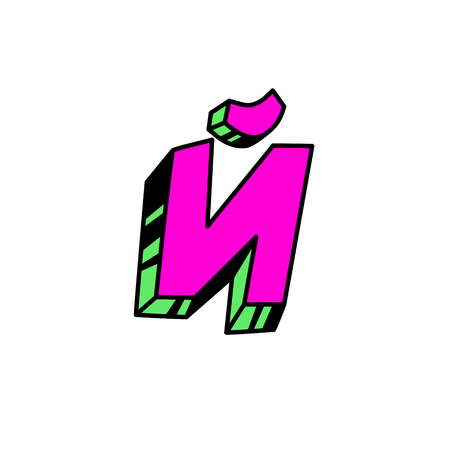 Letter in cartoon style. Vector. Bright red Latin letter. Bulk forms.のイラスト素材