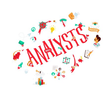 Icons on the theme of analytics. Vector. Analytics logo with a set of icons about SEO.のイラスト素材