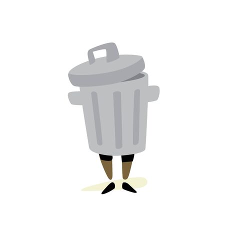 Illustration of a trash can. Vector. Character for stickers, garbage cleaners. It is forbidden to litter. Take care of nature, take out the trash. Mascot.のイラスト素材