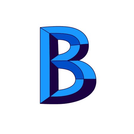 Blue letter B in cartoon style. Vector. Monogram, emblem for a company or firm. Corporate sign.のイラスト素材