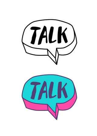 Cloud conversation word logo. Vector. Talk. Simple outline style with fill.のイラスト素材