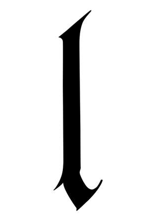 Letter L, in the Gothic style. Vector. Alphabet. The symbol is isolated on a golden background. Calligraphy and lettering. Medieval Latin letter.のイラスト素材
