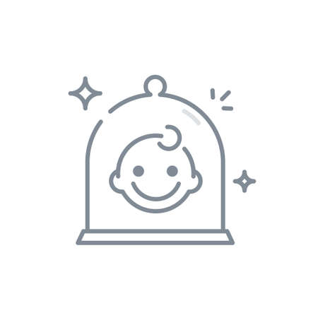 Toddler head icon. The child is protected. Quarantine and isolation of children. Vector. The image is isolated on a white background.のイラスト素材