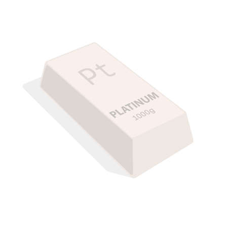 Ingot of platinum. Vector. An illustration of a valuable metal weighing 1 kilogram. Ingot grade 99 percent. Icon for banking website or investment app. financial instrument of savings.のイラスト素材