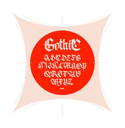 Gothic font from Latin letters. Vector. English alphabet. Medieval European style. European alphabet 9-16th century. Romano-Germanic letters. Symbols for monogram and design.のイラスト素材
