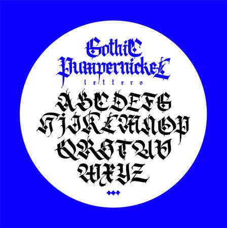 Gothic, display English alphabet. Vector. Medieval Latin letters. Classic old European style. calligraphy and lettering. Capital letters for labels and tattoos.のイラスト素材