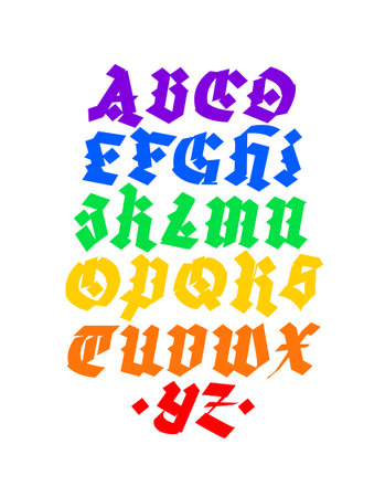 gothic. Vector. Upper case letters on a white background. Beautiful and stylish calligraphy. Elegant European typeface for tattoo and design. Medieval Germanic modern style.のイラスト素材