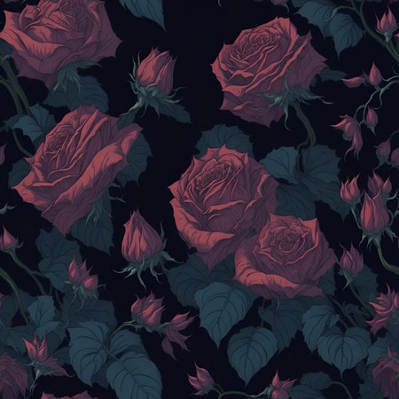 Pink roses. Watercolor digital 2D painting. Painted flowers. Floral pattern. Background for design projects. Ornament for fabric and packaging design. Generative AI.の素材