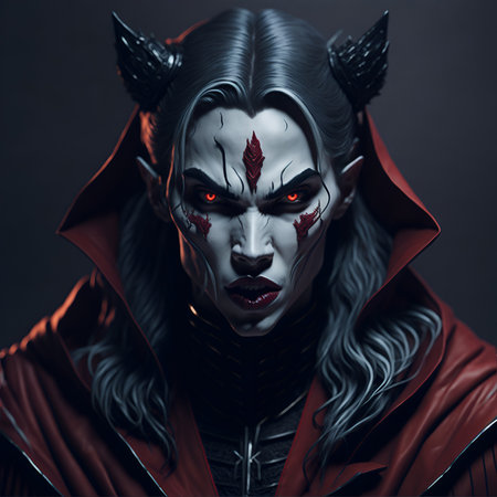 Illustration of a werewolf, ghoul. Beautiful fabulous image of a predator. Character design for game and design projects. Generative AI.の素材