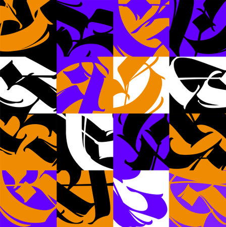Pattern, ornament in the Gothic style. Vector. Colored letter symbols in squares. Calligraphy and...