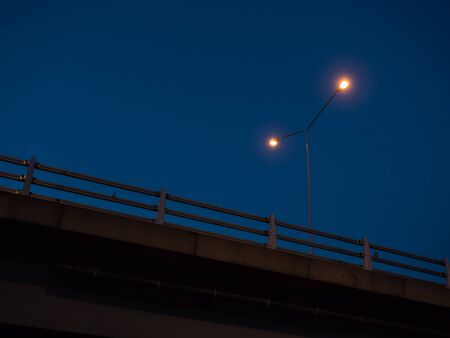 street light on night blue skyの写真素材