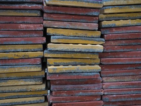 Stack of cement floor tiles, close upの写真素材