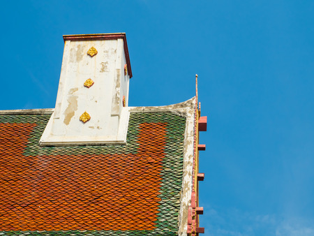 Thai art on roof Church at Thai temple
