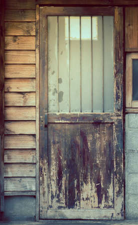 The home side door made of wood japanese style. with vintage filterの写真素材