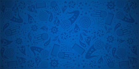 2018 world championship football cup on blue background, soccer template.のイラスト素材
