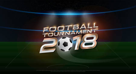 2018 world championship football tournament cup logo on stadium background. soccer logo broadcast graphic template. vector illustrationのイラスト素材