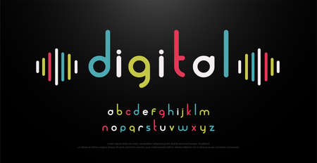 digital alphabet font music with colorful typography. vector illustraton
