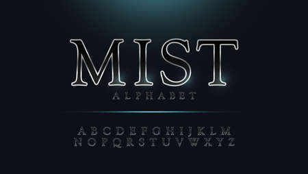 Elegant classic silver metal chrome alphabet font. Typography classic style silver font set for logo, Poster, Invitation. vector illustratorのイラスト素材