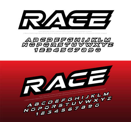sport modern alphabet and number fonts. Racing typography italic font uppercase, lowercase and numbers. vector illustratorのイラスト素材