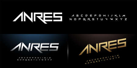 sport modern alphabet rock font silver and gold color. technology typography white and golden color regular and italic fonts uppercase. vector illustrationのイラスト素材