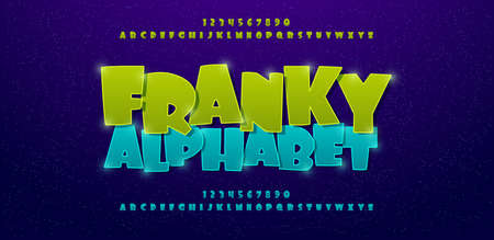 Franky comics alphabet font. Typography comic logo or movie fonts designs concept. vector illustrationのイラスト素材