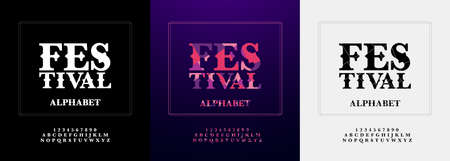 festival modern alphabet and number font set. Typography color paper cut fonts design for festival or celebration. vector illustrationのイラスト素材