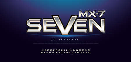 Elegant Silver And Gold 3D Metal Chrome Alphabet And Number Font. Typography gold color technology, digital, movie logo fonts. vector illustrationのイラスト素材