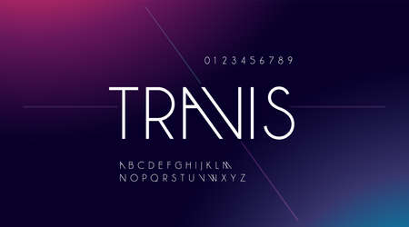 Urban simple alphabet letters font. Elegant Lettering Fashion Modern Designs. Typography minimal style uppercase and number fonts set. vector illustrationのイラスト素材