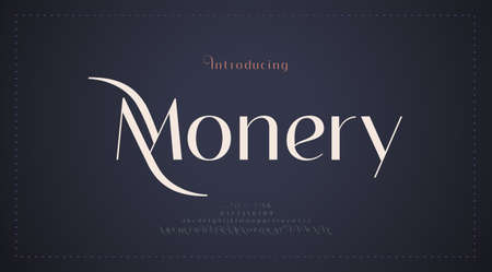 Elegant alphabet letters font and number. Classic Lettering Minimal Fashion Designs. Typography modern serif fonts decorative vintage design concept. vector illustrationのイラスト素材
