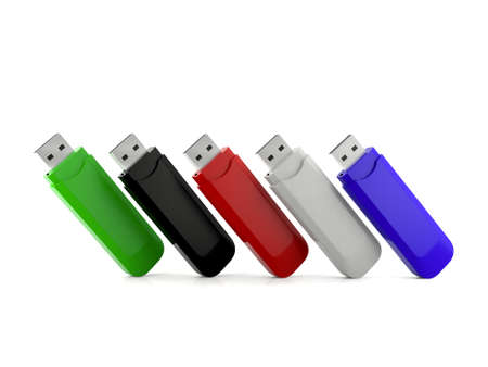 USB flash drive isolated on white backgroundの写真素材