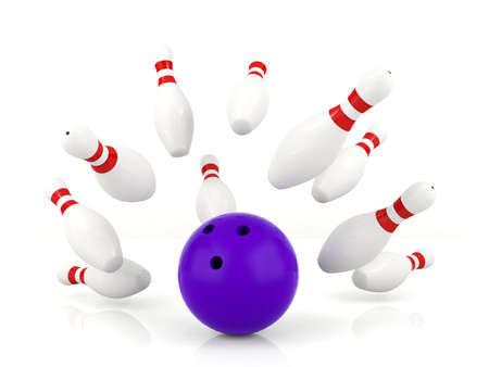 Ball crashing into the bowling pinsの写真素材