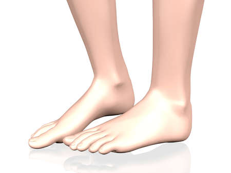 3D bare feet on white backgroundの写真素材
