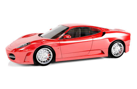 Red sport car on white background, 3D render
