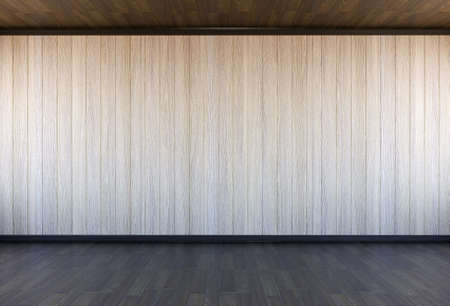 Empty wooden room interior, 3D renderingの写真素材