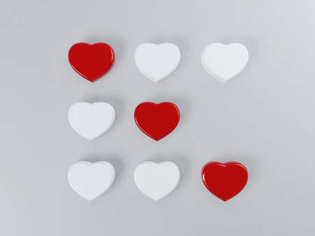 Valentine's day concept with hearts Tic Tac Toe game, 3D renderingの写真素材