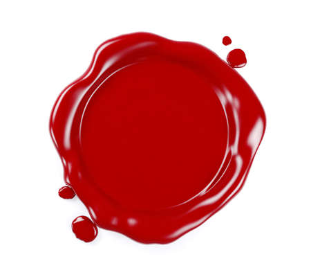 Red wax seal isolated on white background, 3D Renderingの写真素材