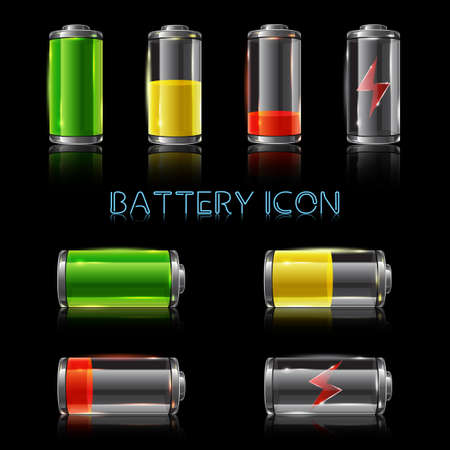 Realistic icon set of battery level indicatorsのイラスト素材