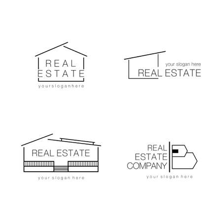 Real Estate Logo Design Modern and Minimalist Vector Illustrationのイラスト素材