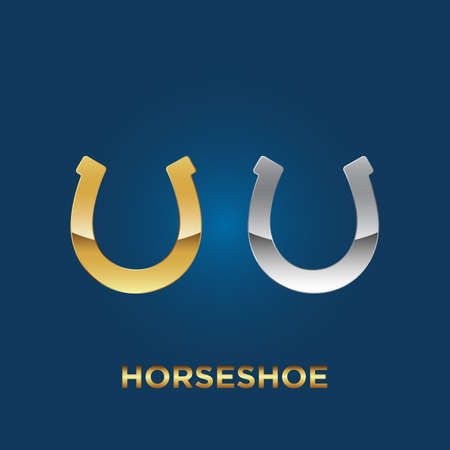 Gold and silver horseshoeのイラスト素材