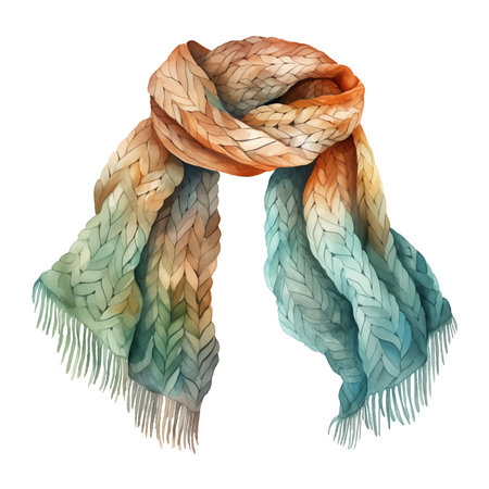 Colorful winter scarf, winter accessories, watercolor illustrationの素材