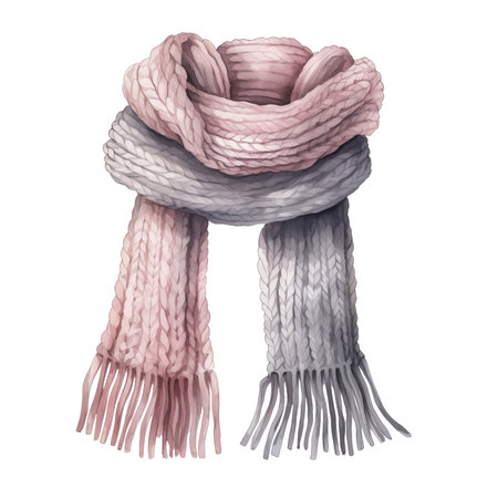 Colorful winter scarf, winter accessories, watercolor illustrationの素材