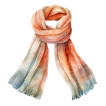 Colorful winter scarf, winter accessories, watercolor illustrationの素材