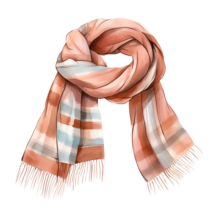 Colorful winter scarf, winter accessories, watercolor illustrationの素材