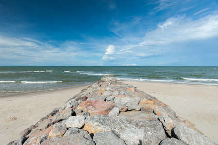 Stone Weir on the beachの写真素材