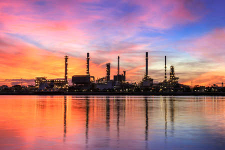Oil refinery ,Twilight, Thailandのeditorial素材