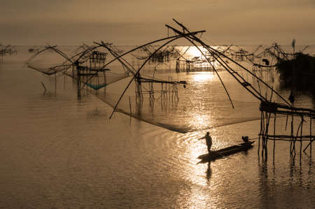Square dip net at Phattalung  , Thailand, Landscapeの写真素材